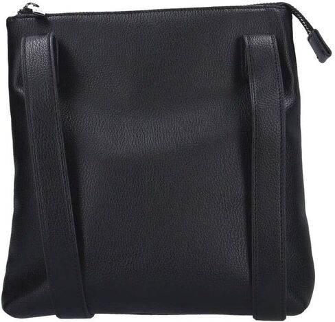A | X ARMANI EXCHANGE Flat Crossbody Bag with Embossed Stacked AX Logo, Black in Saudi Arabia