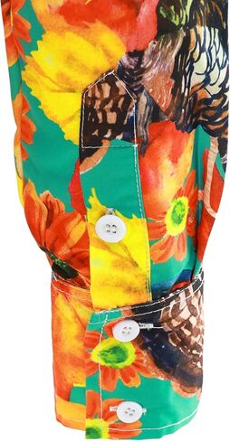 Mens Christmas Shirts Funny Turkey Thanksgiving Shirts Santa Claus Long Sleeve Button Down Shirt in Kuwait