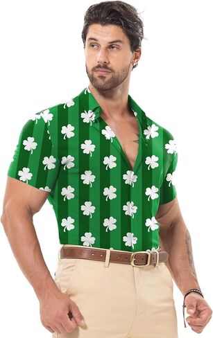 Askdeer Men's Muscle Fit Shirts Wrinkle-Free Short Sleeve Casual Shirt Stretch Slim Button Down Shirt in Saudi Arabia