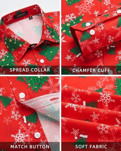 HISDERN Christmas Shirts for Mens Dress Shirts Long Sleeve Button Down Shirt Holiday Funny Xmas Shirts Santa Cluas Party in Saudi Arabia