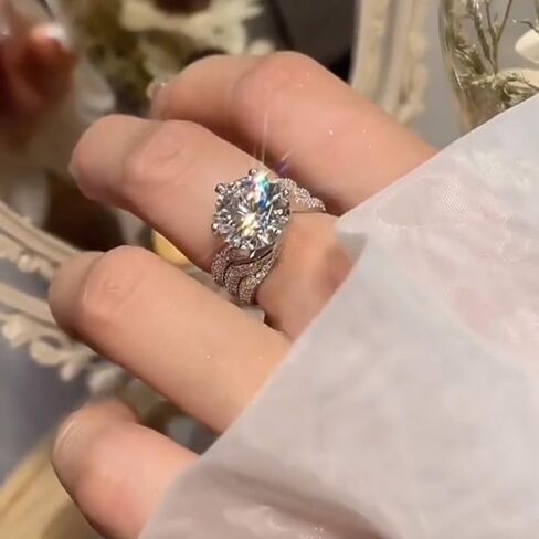 Sterling Silver Cubic Zirconia Ring, Layers Design Princess Cut Moissanite Simulated Diamond Solitaire Ring, Dainty Wedding Band CZ Half Eternity Stackable Engagement Ring Jewelry-Making-Patterns 8 in Saudi Arabia