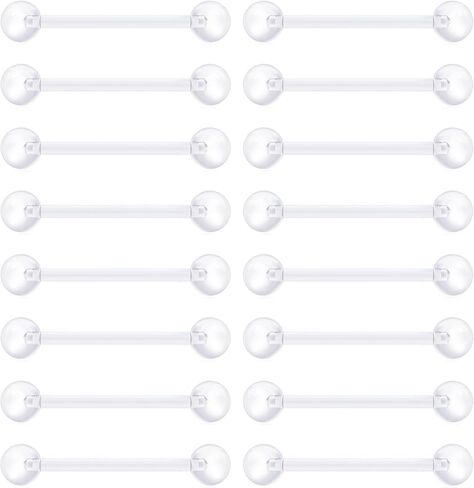 VCMART 14G Plastic Tongue Rings Plastic Nipple Rings for Surgery Clear Tongue Ring Nipple Piercings Glow in Dark Flexible Acrylic Straight Barbell Piercing Retainer for Work Sports 12/14/16/18MM in Saudi Arabia