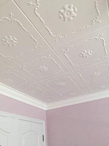 A La Maison Ceilings R43 Bourbon Street Foam Glue-up Ceiling Tile (21.6 sq. ft./Case), Pack of 8, Plain White in Saudi Arabia