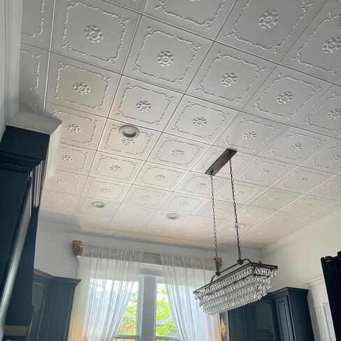 A La Maison Ceilings R43 Bourbon Street Foam Glue-up Ceiling Tile (21.6 sq. ft./Case), Pack of 8, Plain White in Saudi Arabia