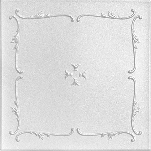 بلاط سقف لاصق من A La Maison Ceilings R05 Spring Buds Foam (21.6 قدم مربع/العلبة)، عبوة من 8 قطع، أبيض سادة in Kuwait