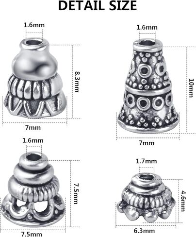 100pcs Antique Silver Cone Bead Caps Alloy Tibetan Spacer Beads Caps Flower End Caps Tassel Bead Cap Cone Bead End Caps for Jewelry DIY Making and Crafting Findings in Saudi Arabia