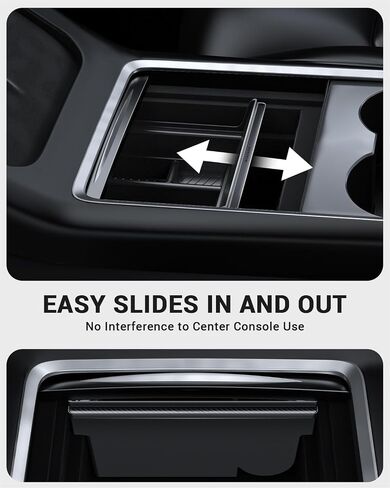 BASENOR Newest 3PCS Tesla Model Y Center Console Organizer [Carbon Fiber Edition] Armrest Hidden Storage Box, Custom for Model Y 2021-2024, Tesla Interior Accessories in Saudi Arabia