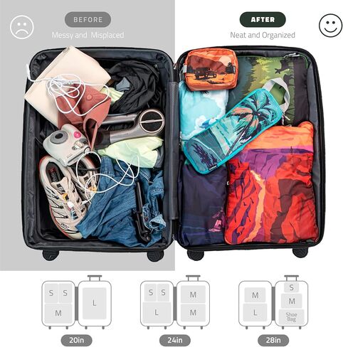 Set of 8 compression packing cubes for travel accessories- Expandable bags for clothing, toiletry, backpacks, organizing essentials (Holiday) in Saudi Arabia