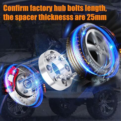 GAsupply 1" 4x4 Wheel Spacers Fits for EZ GO EZGO Club Car Golf Carts & ATV, 25mm 4X101.6mm Forged ATV Wheel Spacer, 68mm Hub Bore, 1/2"-20 Thread Pitch, 4 Pack (1", Chrome) in Saudi Arabia