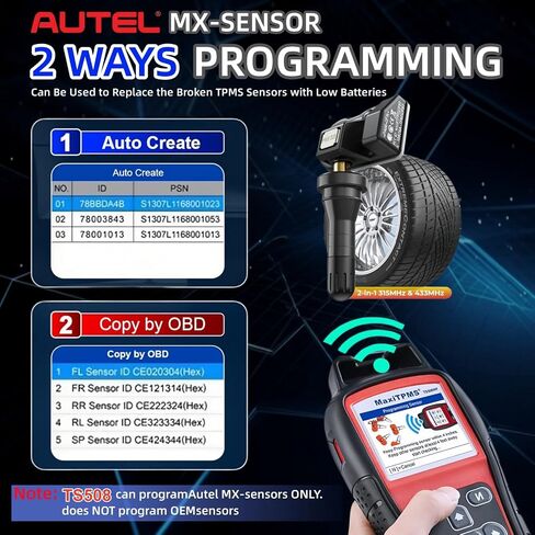 أداة برمجة Autel MaxiTPMS TS508WF TPMS، 2024 أحدث أجهزة استشعار TPMS للتنشيط/إعادة التعلم، مستشعر MX للبرنامج، ترقية تشخيص TPMS TS508/ TS501/ TS408، قراءة/مسح رمز TPMS، تحديث مجاني مدى الحياة in Saudi Arabia