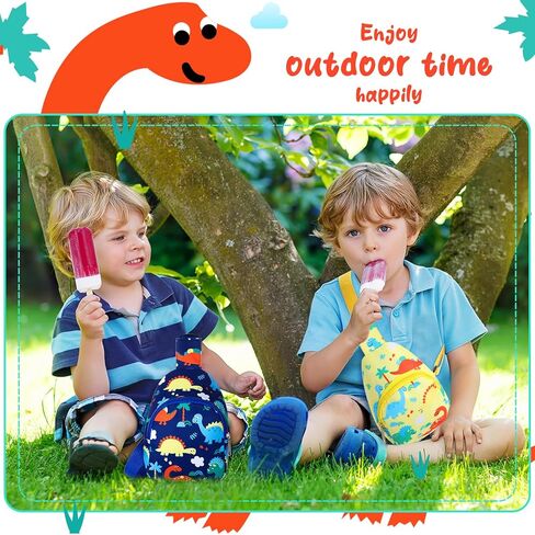 قطعتان من حقيبة كروس صغيرة للأطفال، حقيبة كتف لطيفة للأطفال، حقيبة كتف من النايلون، محفظة عملات كرتونية من النايلون للسفر والمشي لمسافات طويلة (أزرق أصفر، ديناصور) in Kuwait