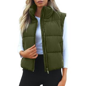 Women's Puffer Vest Lightweight Sleeveless Winter Outerwear Full Zipper Warm Padded Gilet Jacket Coat with Pockets
