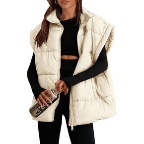 PRETTYGARDEN Women's Puffer Vest Fall Casual Stand Collar Lightweight Sleeveless Zip Up Padded Jackets Outerwear