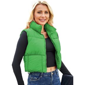 Puffer Vest Women Sleeveless Padded Crop Vests Lightweight Winter Puffer Jacket Womens Vests Outerwear