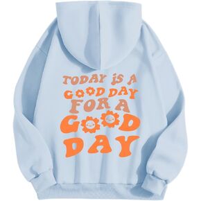 Cute Graphic Hoodies for Teen Girls Aesthetic Preppy Sweatshirts Inspirational Letter Slogan Loose Fit Pullover Tops