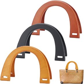 PH PandaHall 6 Packs U-Shaped Bags Handles 3 Colors Wooden Purse Handles Bag Handles Decorative Handbag Handle Replacement for Handmade Crochet Totes Clutch Bag Purse Handles in Kuwait