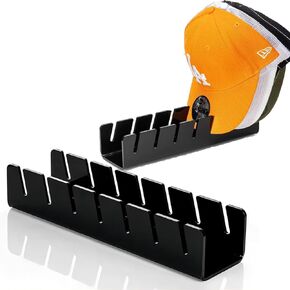 Hat Organizer for Baseball Caps, 2 Pack Hat Storage for 14 Baseball Caps, No Install Acrylic Hat Rack for Baseball Caps Display and Organizer, Hat Stand for Bedroom, Closet, Dresser, Office