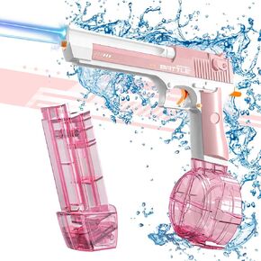 Electric Water Gun, Automatic Water Gun for Kids Adults, Poweful High Capacity 434CC+58CC Water Squirt Guns, Up to 30 Feet Range, Pink Water Gun for Pool Party Beach Outdoor(Pink), CY041