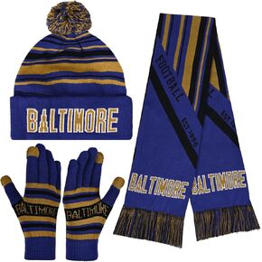 Vintage Classic Skull Cap Beanie Hat Cuffed Winter Hat Knit Comes with Warm Gloves Scarf Gifts for Men Women Fans