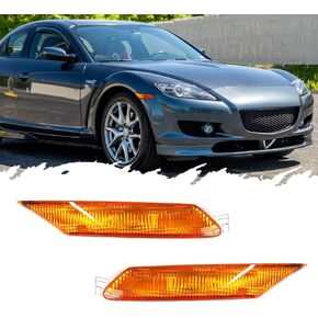 For 2004 2005 2006 2007 2008 Mazda RX-8 RX8 Front Bumper Side Marker lights Smoked Lens Amber LED F151-51-120E, F151-51-130E