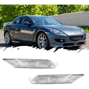 ل 2004 2005 2006 2007 2008 مازدا RX-8 RX8 المصد الأمامي مصابيح العلامات الجانبية المدخن عدسة العنبر LED F151-51-120E ، F151-51-130E in Kuwait