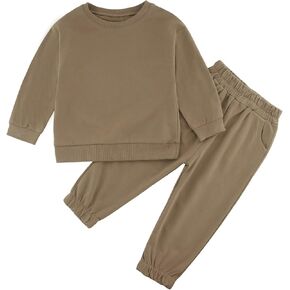 طقم ملابس للأطفال الصغار من الأولاد والبنات بأكمام طويلة وسويت شيرت بياقة دائرية وسروال رياضي للأطفال من عمر 12 شهرًا إلى 13 عامًا in Kuwait