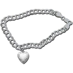 PicturesOnGold.com Sterling Silver Heart Locket Bracelet - 8 Inch Sterling Silver