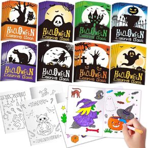 Max Fun 24 Pack Halloween Coloring Books for Kids Ages 2-4 4-8 8-12, Bulk Mini Coloring Books for Boys Girls, Halloween Trick or Treat Goodie Bag Fillers Gifts Fun Activity Decorations Supplies