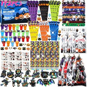 veduta 192Pcs Halloween Favors Stationery Gift Set, Trick or Treat Gifts for Kids, 24 Pack Halloween Party Favors for Kids Classroom Prizes Bulk Halloween School Supplies Goodie Bag Stuffers Fillers.