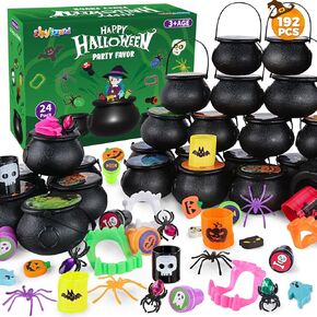 Halloween Party Favors Bulk for Kids, 24 Pack Prefilled Witch Cauldrons with Halloween Toys for Halloween Party Supplies, Halloween Goodie Bag Fillers, Halloween Miniatures Novelty Toys