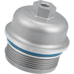 Engine Oil Filter Housing Cover Cap 12583470 for Chevrolet Camaro 3.6L 2010-2015 Metal Silver Tone Replace Parts Vehicle Components