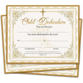 Child Dedication Certificate, Vintage Golden Certificates of Baby Christening Dedication, Baby Dedication Gifts for Child Kids Boys Girls, 25 Pcs Baptism Certificates for Church -13
