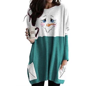 Womens Shirt with Pocket, Loose Casual Gift Tunic Tops, Long Sleeve T-Shirt Dress for Women