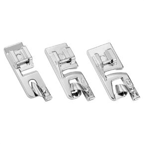 3-Piece Narrow Rolled Hem Presser Foot Set - Includes 3mm, 4mm and 6mm - for Low Shank Snap-On Singer, Brother, Janome, Juki, Babylock, Elna, Kenmore, White, Necchi, and More Sewing Machines