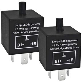 CF-13 LED Flasher Relay (Pack of 2) – 3 Pin Adjustable Turn Signal Relay CF13 EP34 | Fix Hyper Flash & Rapid Flash Issues for LED Lights