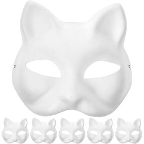 VICASKY 6PCS Halloween Face Paint Small Paint Roller DIY Cat Mask Therian Mask Cat Masks Wolf Mask Animal Mask Mask Costume Masquerade Mask Fox Mask Cat Mask Therian White Fox Cat Mask Furry Mask