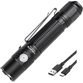 ThruNite TN12 Pro Upgrade Rechargeable Flashlights USB C, High 1900 Lumens Brigh LED Flashlight, 6 Modes, Long 415 Yards Throw, for camping, Outdoor, Searching, Hiking and Emergency - Black Cool White