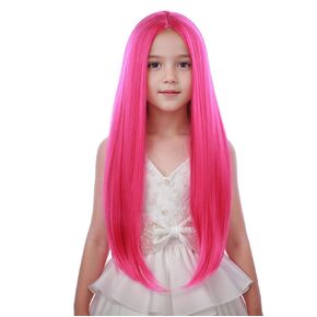 Dark Brown Wig for Child Kids Long Mixed Brown Straight Wig Girls Long Brown Middle Part Wig Heat Resistant Synthetic Wig with Wig Cap