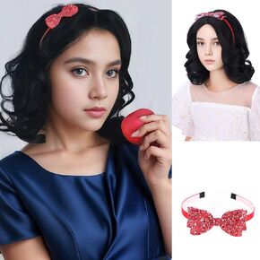 Girls Black Wig with Headband Kids Short Black Wavy Curly Wig Children Natural Black Middle Part Wig Heat Resistant Synthetic Wig with Wig Cap