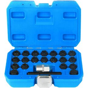 22 PCS Wheel Locks Removal Kit Compatible with Audi Series, Wheel Locks Lug Nut Removal Set with Adapter, Automotive Wheel Locks Nuts Removal Key Socket Set