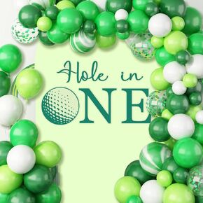 Hole in One Decal - Golf Themed 1st Birthday Backdrop Decal Sign, Golf 1st Birthday Party Decorations, Golf 1st Birthday Decal for Balloon Arch Green