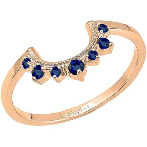 Dazzlingrock Collection Round Lab Created Gemstone Guard Curved Wedding Band for Women in Gold