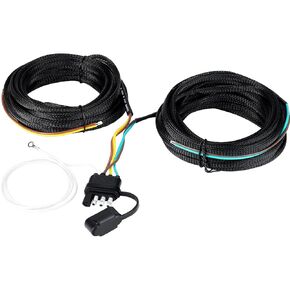 4 Pin 5 Wire 22FT Trailer Harness, Trailer Light Wiring Kit 4-Way Flat 5-Wire Trailer Plug for Rewiring Tail Lights on Both Sides of Trailers, RV Boats with Nylon Mesh Tubing