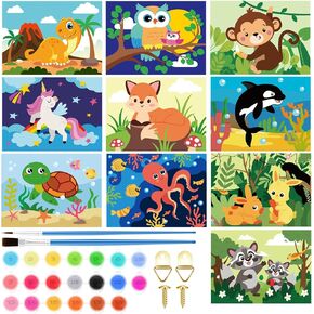 Gueevin 10 Pack Paint by Number for Adults Kids DIY Animal Acrylic Painting Kits Canvas Beginner, Without Frame, for Carnival Gift Wall Decor 12 x 16 inch
