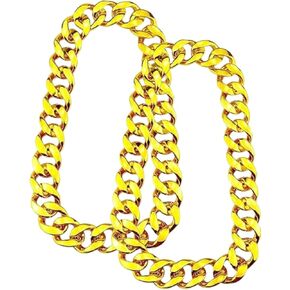 PinCute 2 Pack Big Chunky Gold Chain for Men, 32 Inches Fake Plastic Gold Chain Necklace, 80s 90s Punk Style Hip Hop Chain Necklace for Costume Jewelry Rapper
