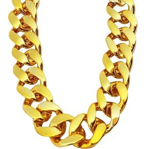 PinCute Men's Gold Chain Necklace, 36 inches Big Chunky Necklace Fake Gold Chain, Plastic Hip Hop Rapper Chain, 80s 90s Punk Style Necklace Costume Jewelry