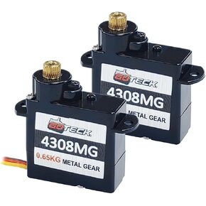 GOTECK 2PCS 4.3g Mini Servo, Micro Full Metal Gear Digital Servo,for RC Car Model Boat Fixed-Wing Helicopter Airplane Robot Toy