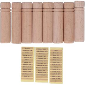 GLOGLOW Sewing Needle Box, 8pcs Wooden Needle Case Anti Lost Polishing Portable Sewing Needle Holder with 3 Stickers for Hand Sewing Needles