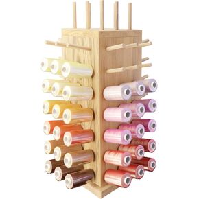 93 Spools Wooden Thread Rack, 【2024 NEW 】 360° Fully Rotating Wooden Thread Rack/Thread Holder Organizer for Sewing, Quilting, Embroidery, Hair-braiding and Jewelry Storage