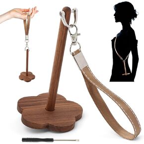 Wrist Yarn Holder Portable Wrist Yarn Ball Minder Stand with Wristband Wooden Twizzling Yarn Organizer Storage Yarn Minder Yarn Storage for Knitting Crocheting Craft Lover(Color:Brown)